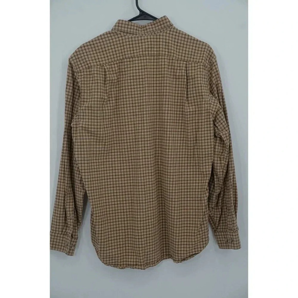 Eddie Bauer Men Button Up Shirt Medium M Plaid Blue Brown Long Sleeve Cotton - Picture 7 of 10